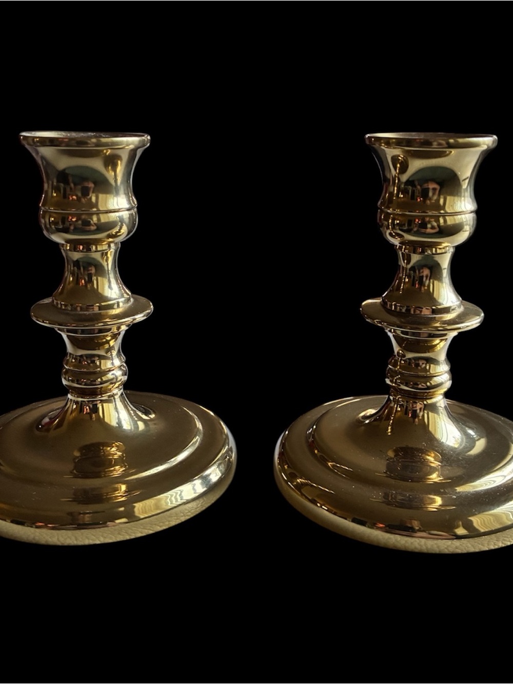 Ethan Allen Solid Brass Candlesticks. 4” tall